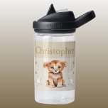 Schattige Lion Voeg naam toe met sterren kinder br Waterfles<br><div class="desc">CamelBak Eddy® waterfles voor kinderen. Personaliseer met een naam. Deze waterfles heeft een schattige leeuw met sterren in de kleuren bruin en wit.</div>