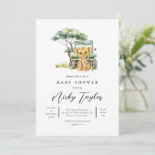 Schattige Lion Woodland Safari Baby shower Kaart (Staand voorkant)