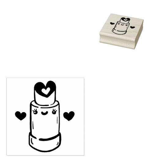 Schattige lippenstift hart rubberstempel (Gestempeld)