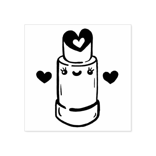 Schattige lippenstift hart rubberstempel (Afrduk)