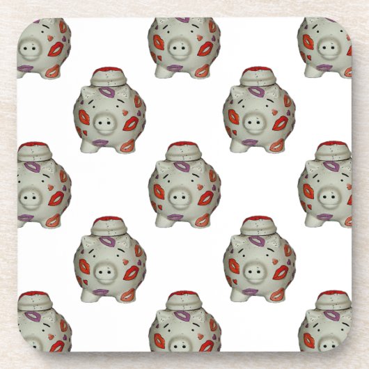 Schattige lipstick Pig Drankjes Onderzetter (Voorkant)