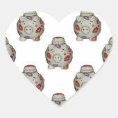 Schattige lipstick Pig Hart Sticker (Voorkant)