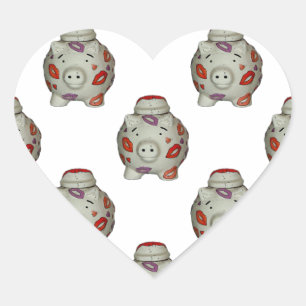 Schattige lipstick Pig Hart Sticker