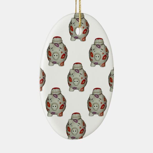Schattige lipstick Pig Keramisch Ornament (Rechts)