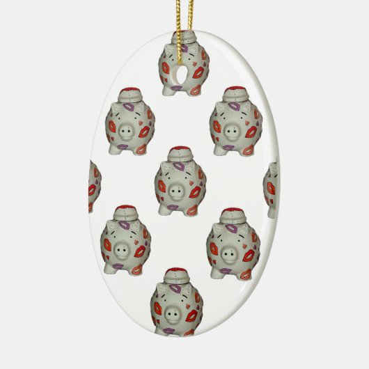 Schattige lipstick Pig Keramisch Ornament (Links)