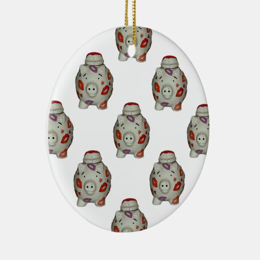 Schattige lipstick Pig Keramisch Ornament (Rechts)