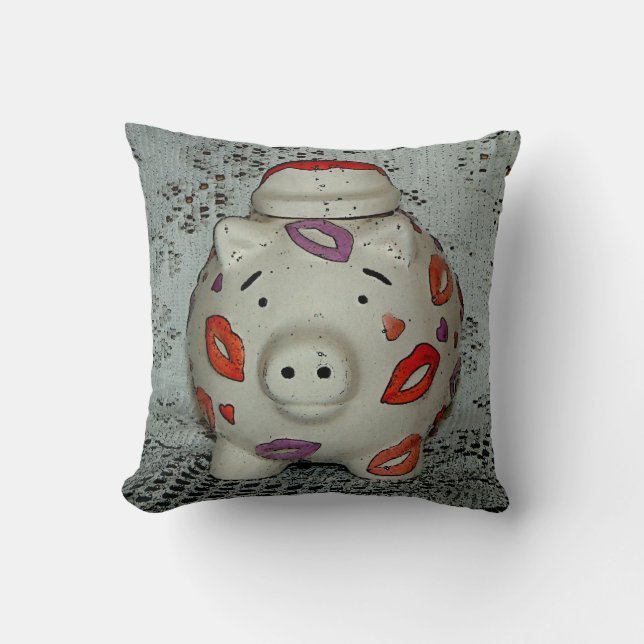 Schattige lipstick Pig Kussen (Voorkant)