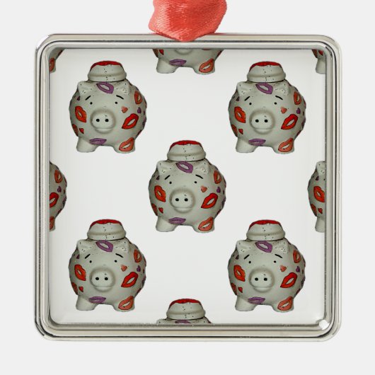 Schattige lipstick Pig Metalen Ornament (Voorkant)