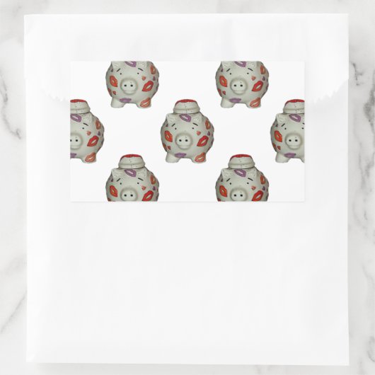 Schattige lipstick Pig Rechthoekige Sticker (Tas)