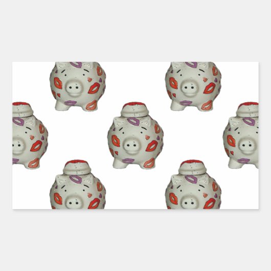 Schattige lipstick Pig Rechthoekige Sticker (Voorkant)