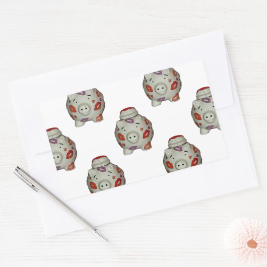 Schattige lipstick Pig Rechthoekige Sticker (Envelop)