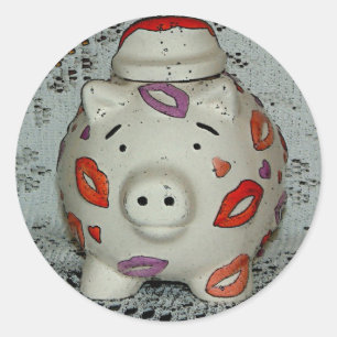 Schattige lipstick Pig Ronde Sticker