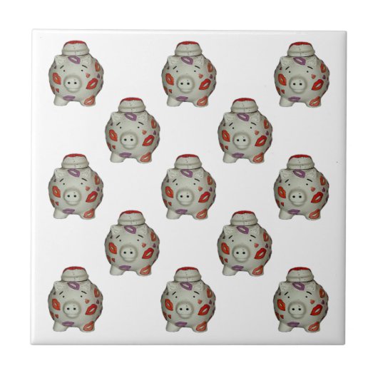 Schattige lipstick Pig Tegeltje (Voorkant)