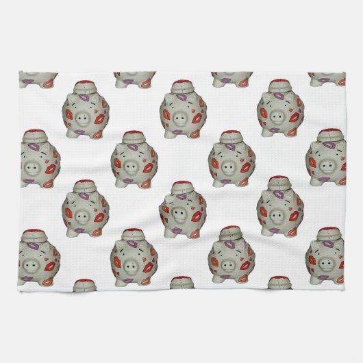 Schattige lipstick Pig Theedoek (Horizontaal)