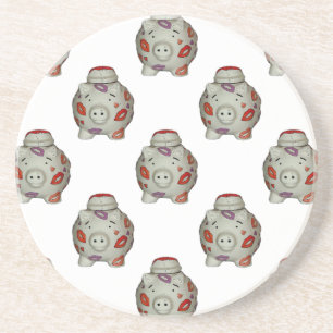 Schattige lipstick Pig Zandsteen Onderzetter