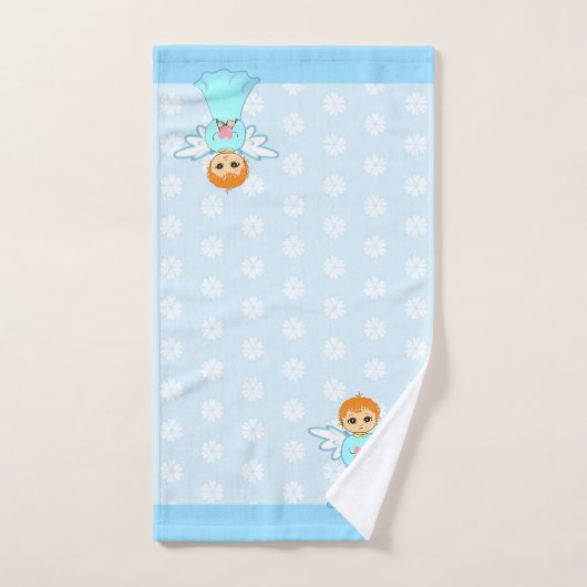 Schattige Little Angel & Flower Pattern op lichtbl Bad Handdoek (Handdoek)