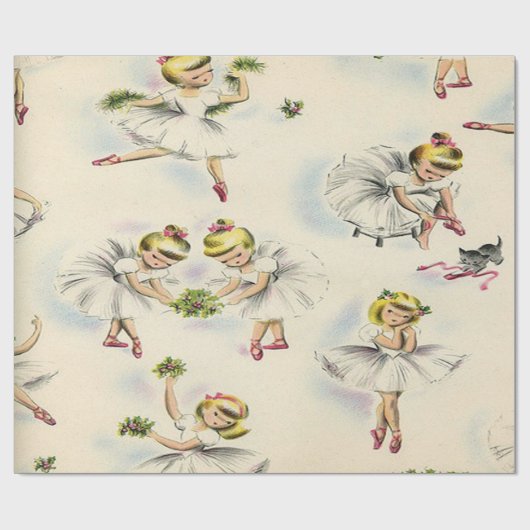 Schattige Little Ballerinas Kittens KerstHolly Cadeaupapier (Vlak)