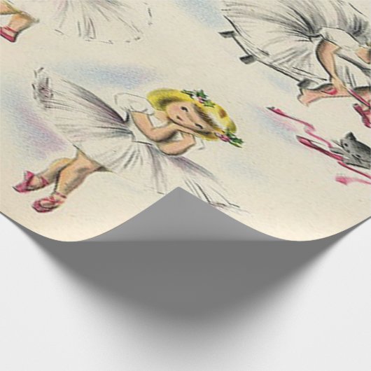 Schattige Little Ballerinas Kittens KerstHolly Cadeaupapier (Hoek)