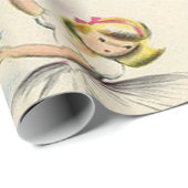 Schattige Little Ballerinas Kittens KerstHolly Cadeaupapier (Rol Hoek)