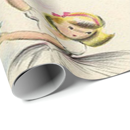 Schattige Little Ballerinas Kittens KerstHolly Cadeaupapier (Rol Hoek)