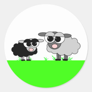 Schattige Little Black Sheep & Big Grey Sheep Stic Ronde Sticker