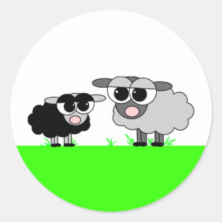 Schattige Little Black Sheep & Big Grey Sheep Stic Ronde Sticker