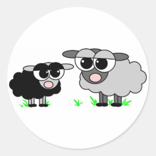 Schattige Little Black Sheep & Big Grey Sheep Stic Ronde Sticker