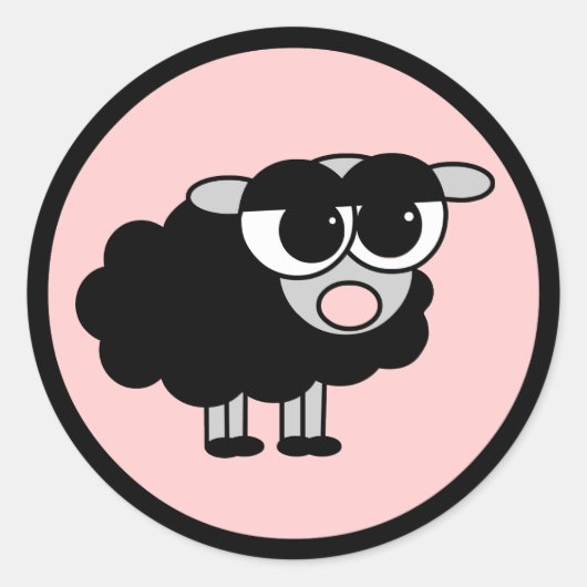 Schattige Little Black Sheep Zwart en Roze Sticker (Voorkant)