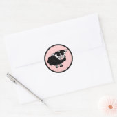 Schattige Little Black Sheep Zwart en Roze Sticker (Envelop)