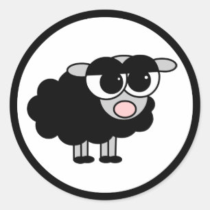 Schattige Little Black Sheep Zwart-wit Stickers