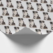 Schattige Little Black White Border Collie Dierend Cadeaupapier (Hoek)