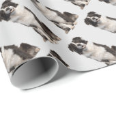 Schattige Little Black White Border Collie Dierend Cadeaupapier (Rol Hoek)