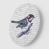 Schattige Little Blue Bird Frans script Grote Klok (Hoek)