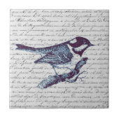 Schattige Little Blue Bird  Frans script Tegeltje (Voorkant)