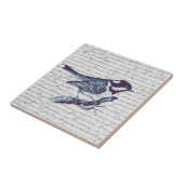 Schattige Little Blue Bird  Frans script Tegeltje (Zijkant)