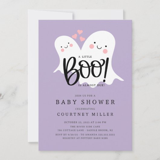 Schattige Little Boo Baby shower Kaart (Voorkant)