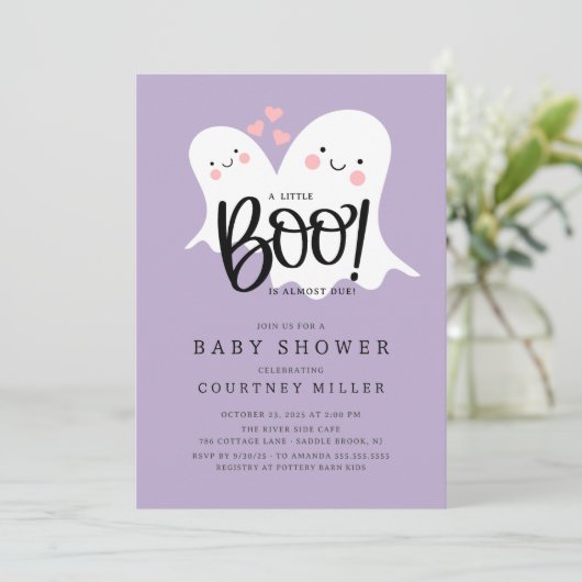 Schattige Little Boo Baby shower Kaart (Staand voorkant)