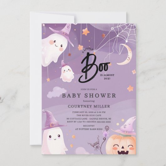 Schattige Little Boo Baby shower Kaart (Voorkant)