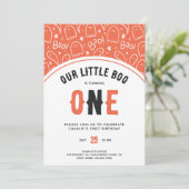 Schattige Little Boo Eerste Verjaardag Halloween Kaart (Staand voorkant)