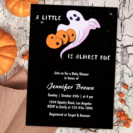 Schattige Little Boo Ghost Halloween Baby shower Kaart