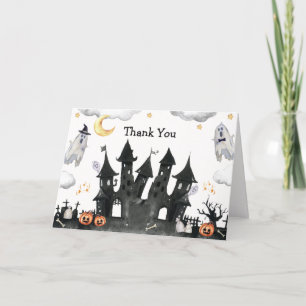 Schattige Little Boo Ghost House Baby shower Bedankkaart