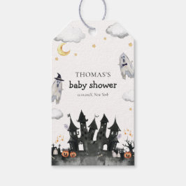 Schattige Little Boo Ghost House Baby shower Cadeaulabel