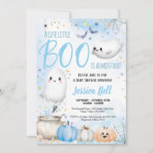 Schattige Little Boo Halloween Boy Baby shower Bla Kaart (Voorkant)