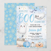 Schattige Little Boo Halloween Boy Baby shower Bla Kaart (Voorkant / Achterkant)