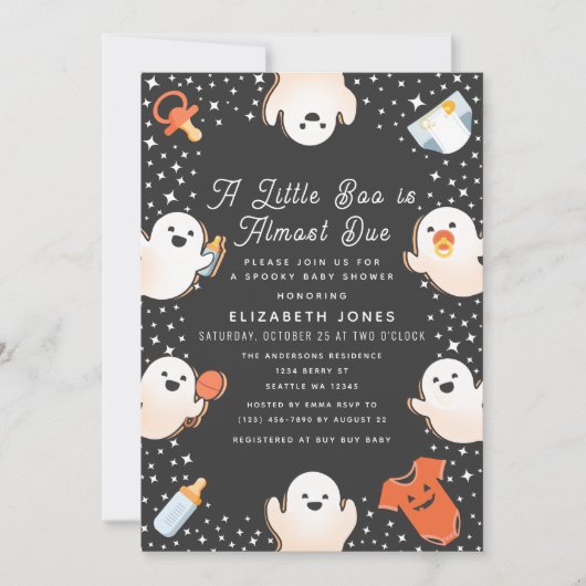 Schattige Little Boo Halloween Ghost Baby shower Kaart (Voorkant)