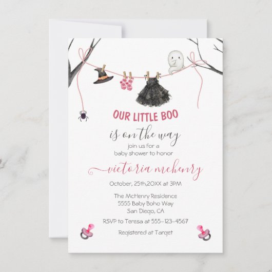 Schattige Little Boo Halloween Ghost Baby shower Kaart (Voorkant)