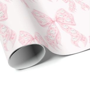 Schattige Little Boo Roze Strik Halloween Baby Sho Cadeaupapier