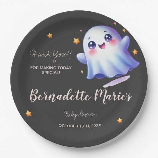 Schattige Little Boo-tiful Halloween Baby shower Papieren Bordje (Voorkant)