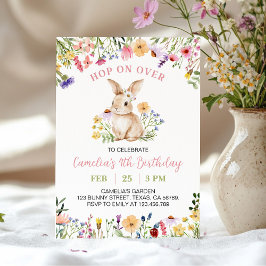 Schattige Little Bunny Wildflower Verjaardagsfeest Kaart