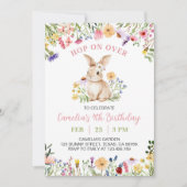 Schattige Little Bunny Wildflower Verjaardagsfeest Kaart (Voorkant)